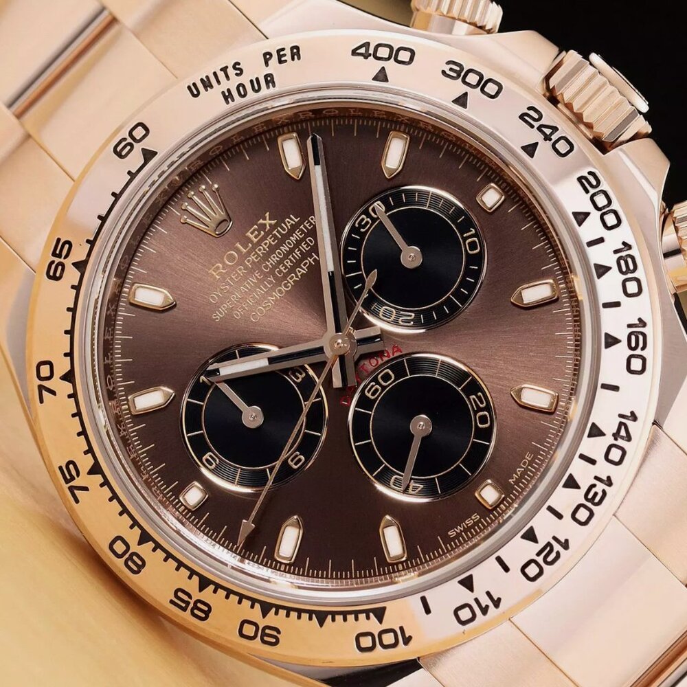 MINT ROLEX DAYTONA CHOCOLATE 18K ROSE GOLD 40MM BOX TAG